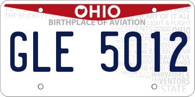 OH license plate GLE5012