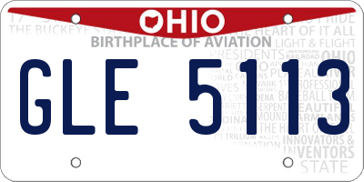 OH license plate GLE5113