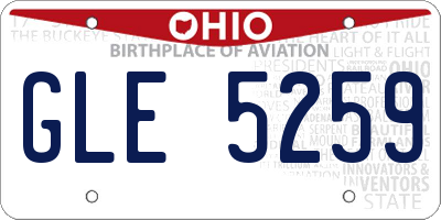 OH license plate GLE5259