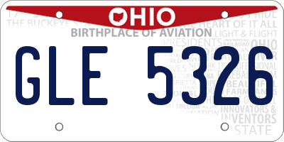 OH license plate GLE5326