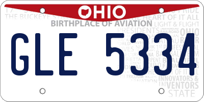 OH license plate GLE5334
