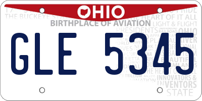 OH license plate GLE5345