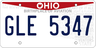 OH license plate GLE5347
