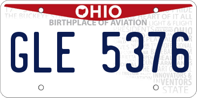 OH license plate GLE5376
