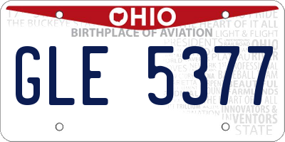 OH license plate GLE5377