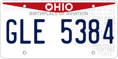 OH license plate GLE5384