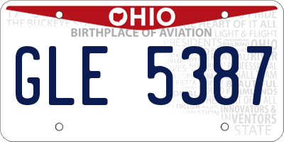 OH license plate GLE5387