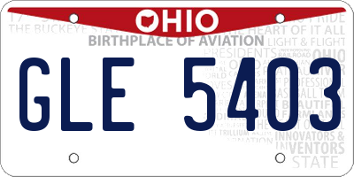 OH license plate GLE5403