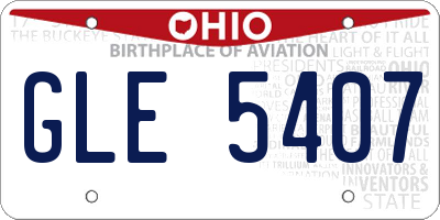 OH license plate GLE5407
