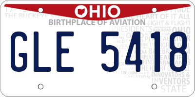OH license plate GLE5418