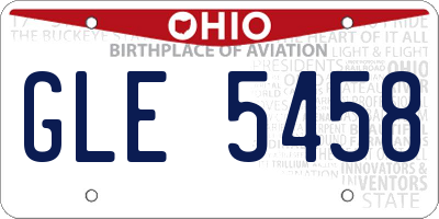 OH license plate GLE5458