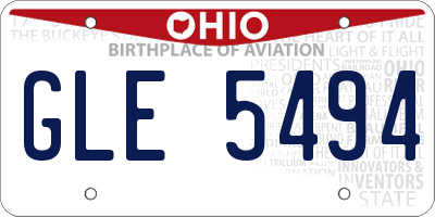 OH license plate GLE5494