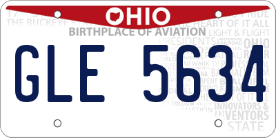 OH license plate GLE5634