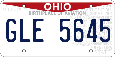 OH license plate GLE5645