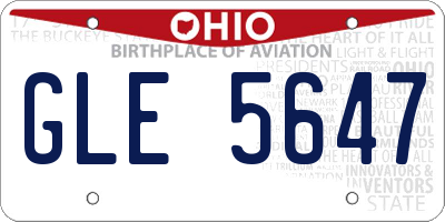 OH license plate GLE5647