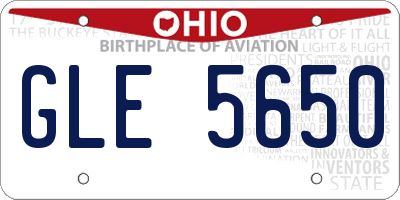 OH license plate GLE5650