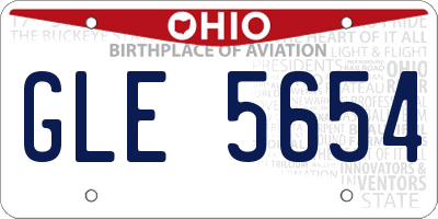 OH license plate GLE5654