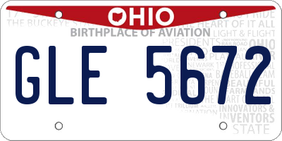 OH license plate GLE5672