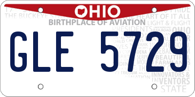 OH license plate GLE5729