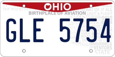 OH license plate GLE5754