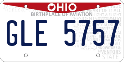 OH license plate GLE5757