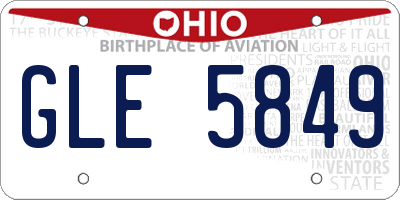 OH license plate GLE5849