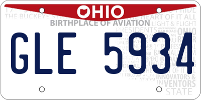 OH license plate GLE5934