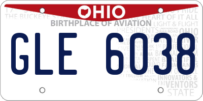 OH license plate GLE6038