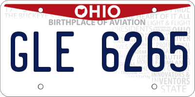 OH license plate GLE6265