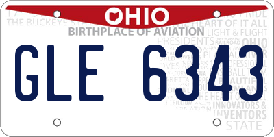 OH license plate GLE6343