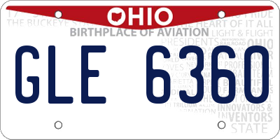 OH license plate GLE6360