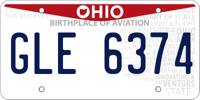OH license plate GLE6374
