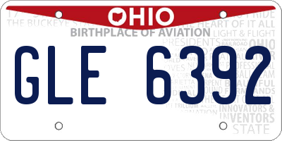 OH license plate GLE6392
