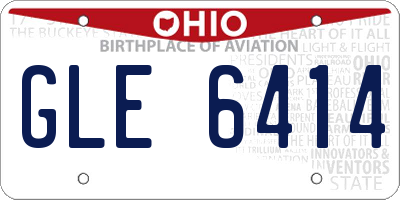 OH license plate GLE6414