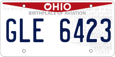OH license plate GLE6423
