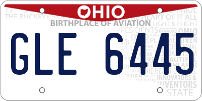 OH license plate GLE6445