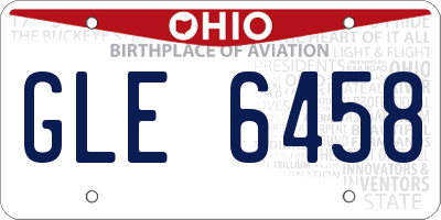 OH license plate GLE6458