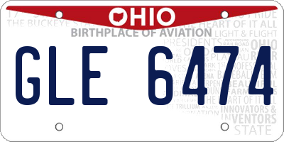 OH license plate GLE6474