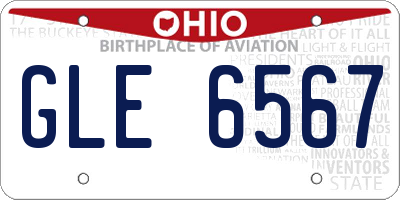 OH license plate GLE6567