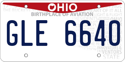 OH license plate GLE6640
