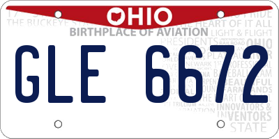 OH license plate GLE6672