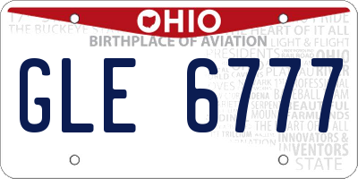 OH license plate GLE6777