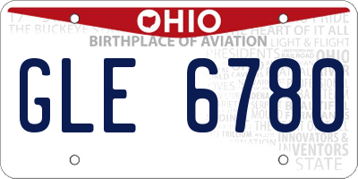 OH license plate GLE6780