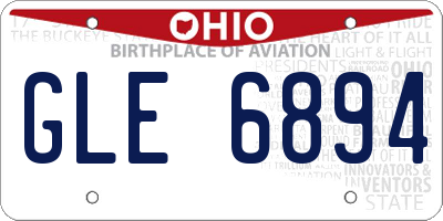 OH license plate GLE6894