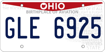OH license plate GLE6925