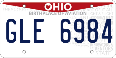 OH license plate GLE6984