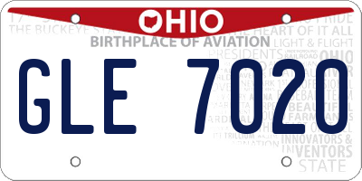 OH license plate GLE7020
