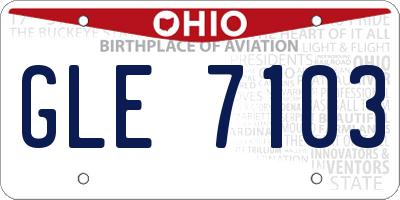 OH license plate GLE7103