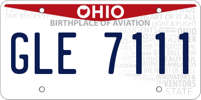OH license plate GLE7111