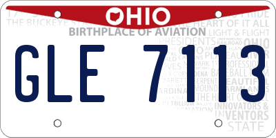 OH license plate GLE7113
